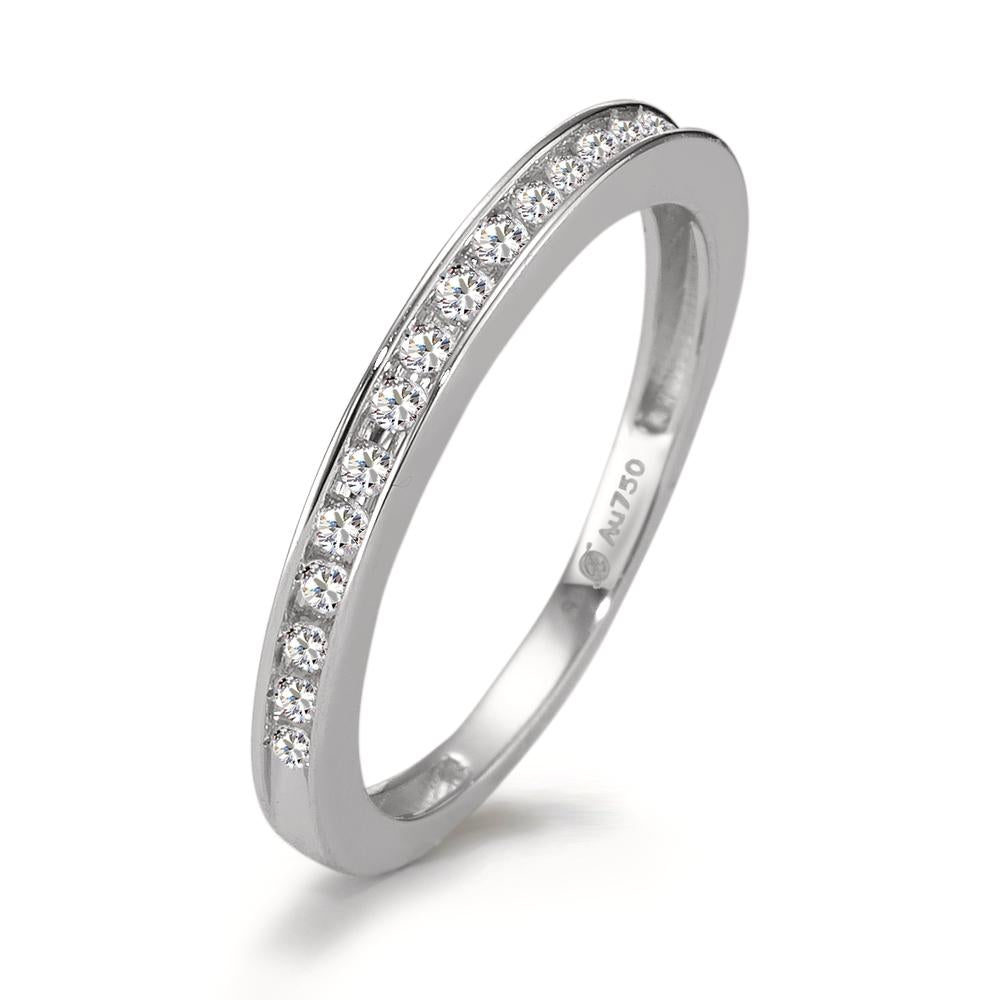 Memory ring 750/18K krt witgoud Diamant 0.15 ct, 15 Steen, w-si