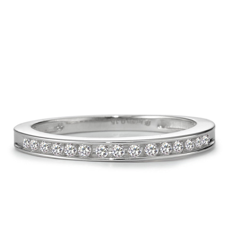 Memory ring 750/18K krt witgoud Diamant 0.15 ct, 15 Steen, w-si