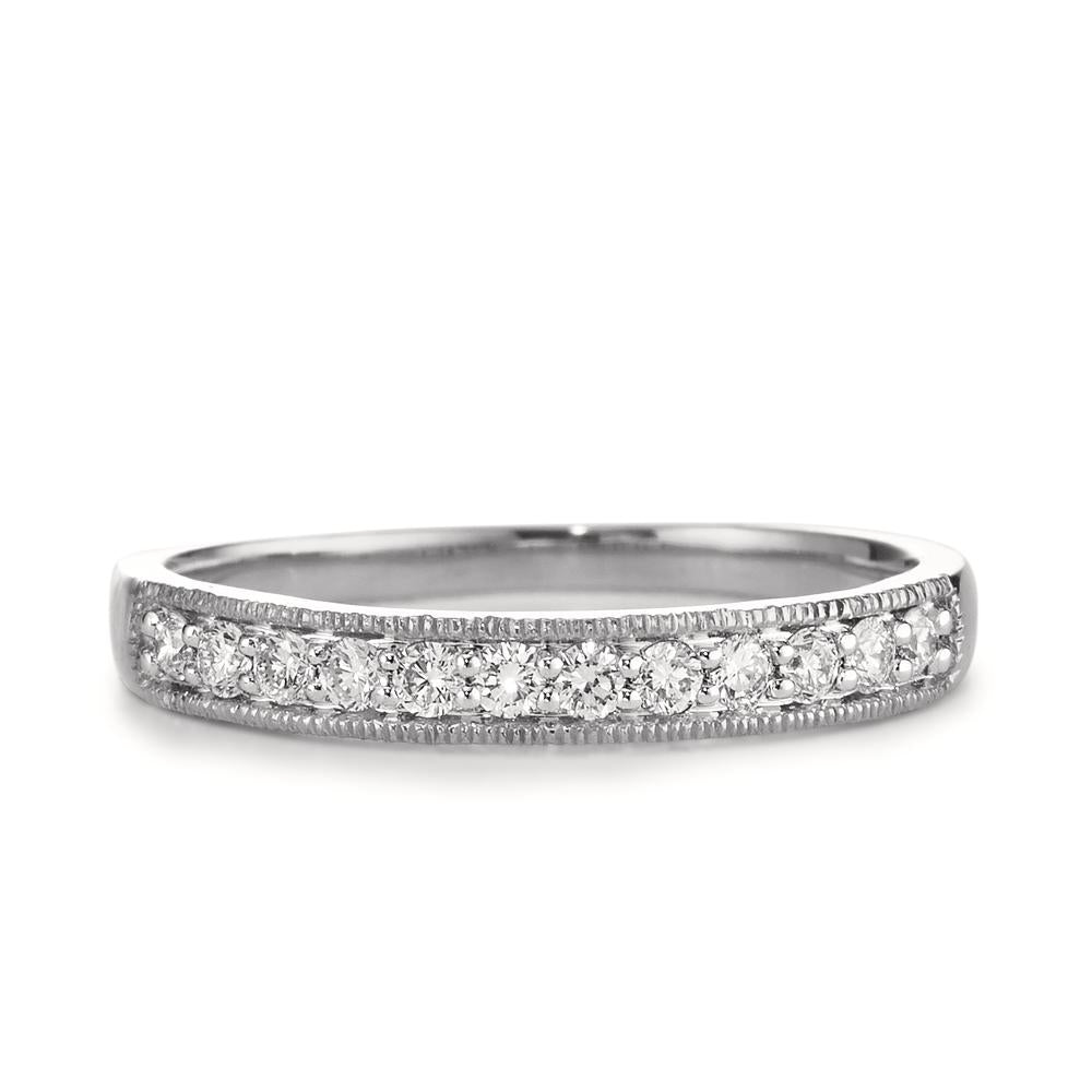 Memory ring 750/18K krt witgoud Diamant 0.25 ct, 12 Steen, w-si