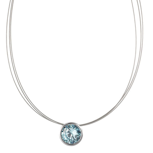 Collier Roestvrijstaal Zirkonia blauw 42 cm Ø13 mm