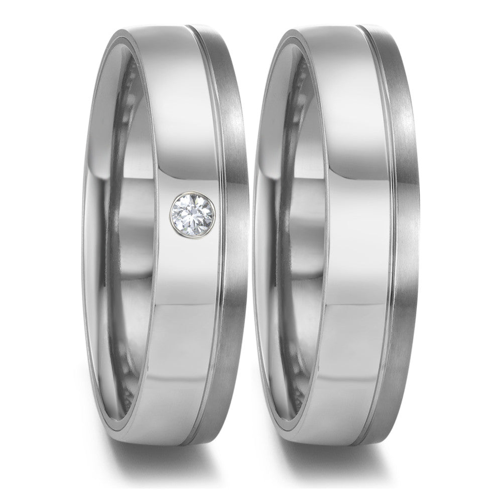 Partnerring 999 Tantaal, 950 Platina Diamant 0.04 ct, w-si