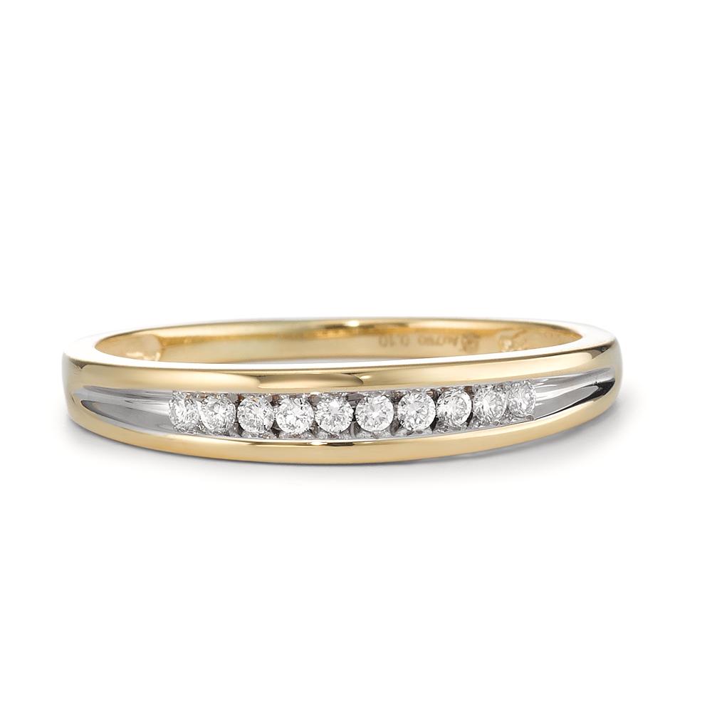 Ring 750/18 krt geel goud Diamant 0.10 ct, 10 Steen, w-si