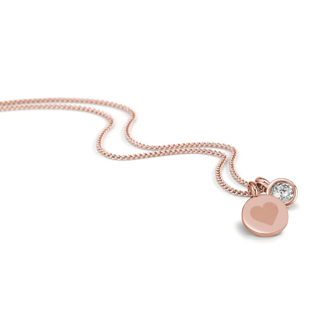 Collier Roestvrijstaal Zirkonia Rosé IP-gecoat 45 cm Ø11 mm