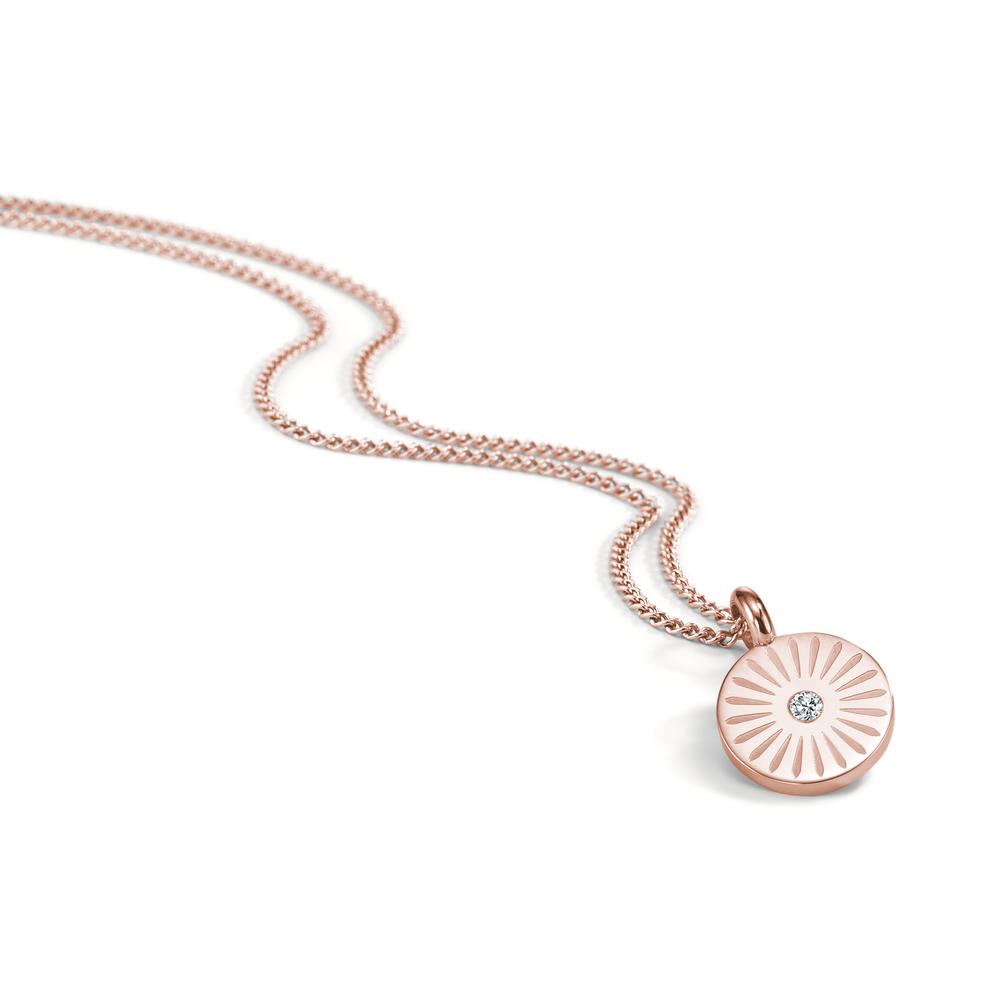 Collier Roestvrijstaal Zirkonia Rosé IP-gecoat 45 cm Ø11 mm