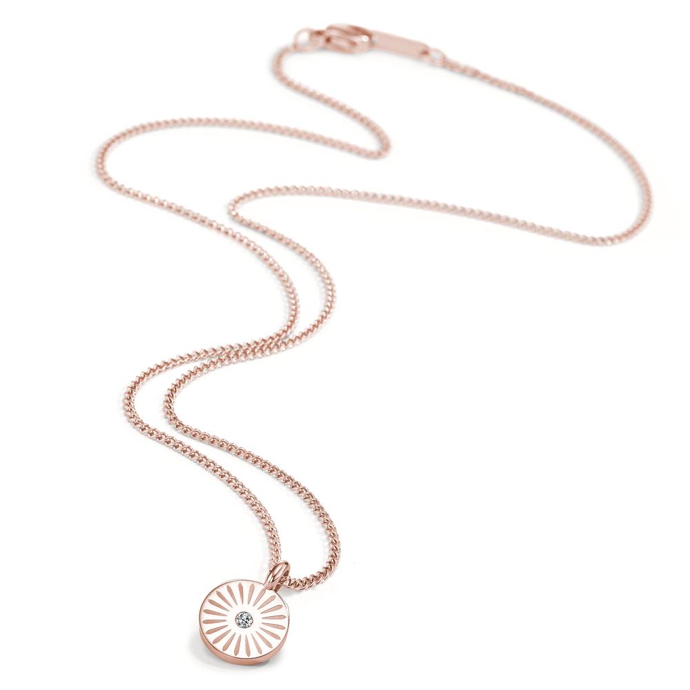 Collier Roestvrijstaal Zirkonia Rosé IP-gecoat 45 cm Ø11 mm