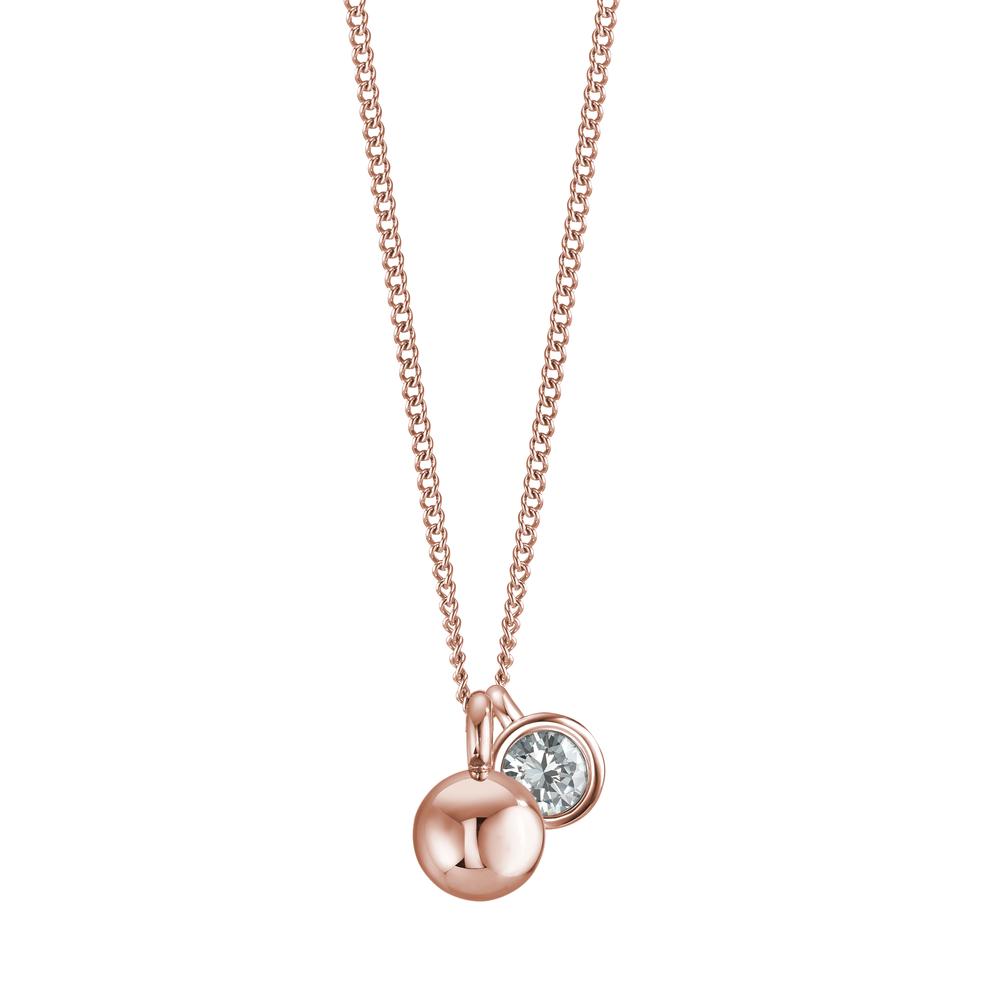 Collier Roestvrijstaal Zirkonia Rosé IP-gecoat 45 cm Ø8 mm