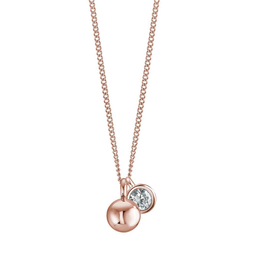 Collier Roestvrijstaal Zirkonia Rosé IP-gecoat 45 cm Ø8 mm