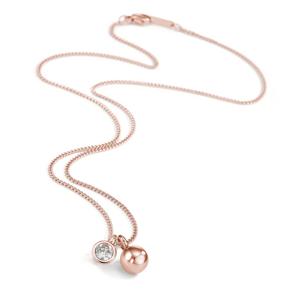 Collier Roestvrijstaal Zirkonia Rosé IP-gecoat 45 cm Ø8 mm