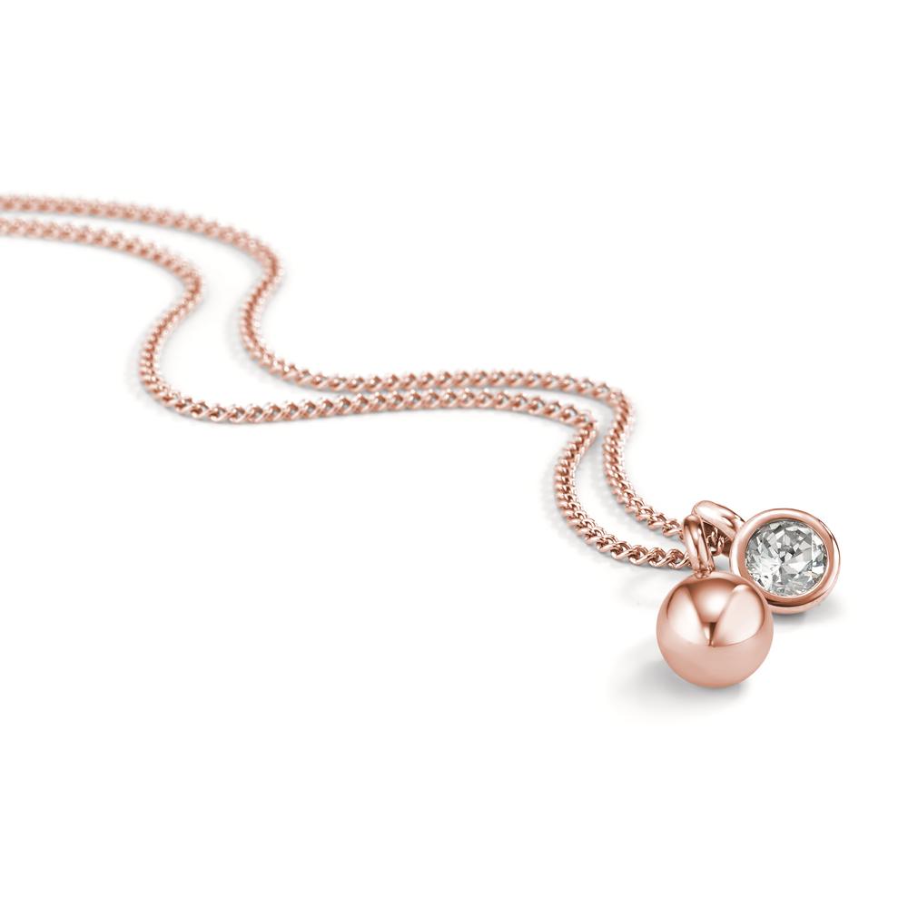 Collier Roestvrijstaal Zirkonia Rosé IP-gecoat 45 cm Ø8 mm