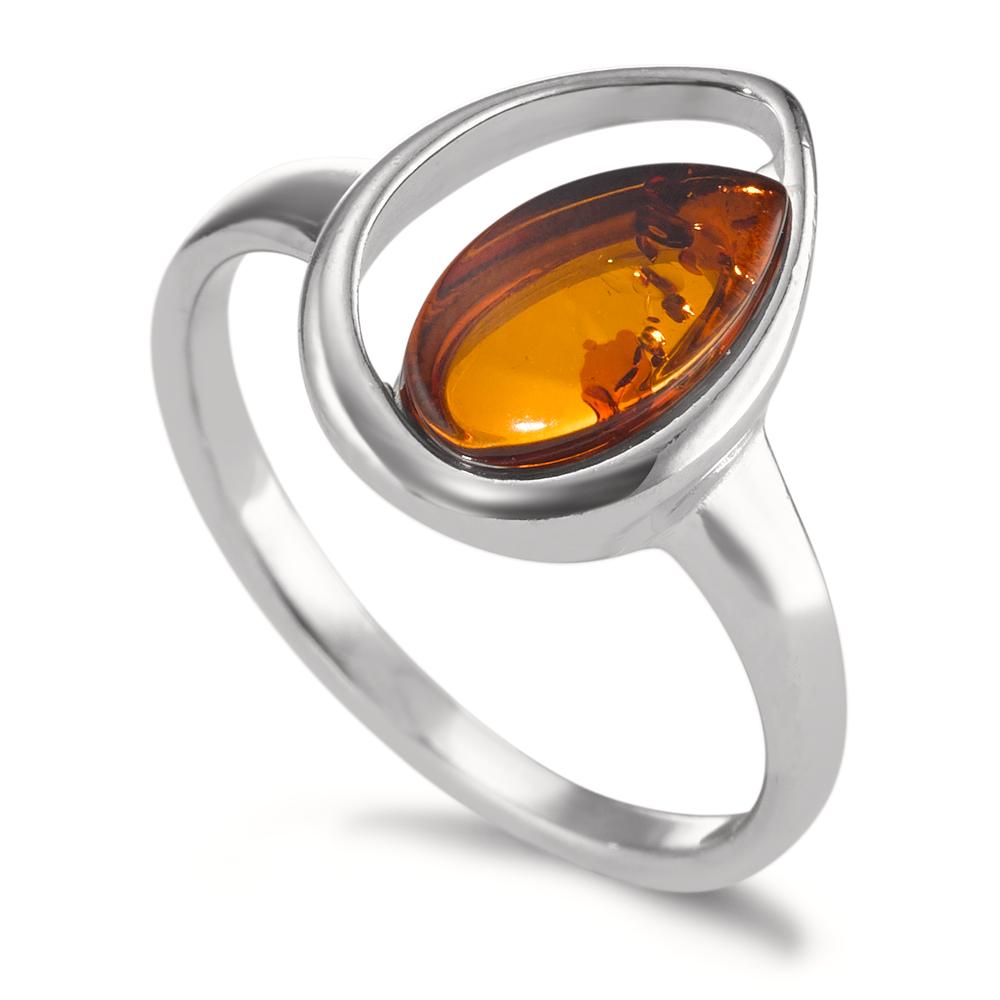 Ring Zilver Amber Gerhodineerd