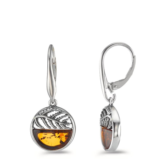 Oorbellen Zilver Amber 2 Steen Gerhodineerd