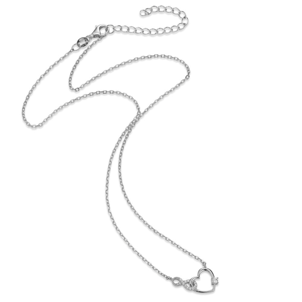 Collier Zilver Zirkonia Gerhodineerd Hart 40-45 cm