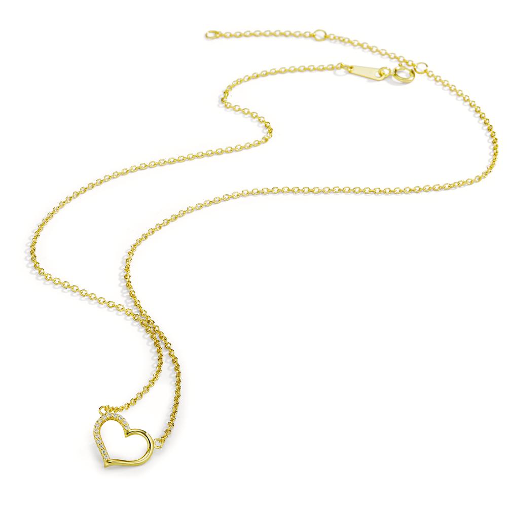 Collier Zilver Zirkonia Geel Verguld Hart 38-42 cm