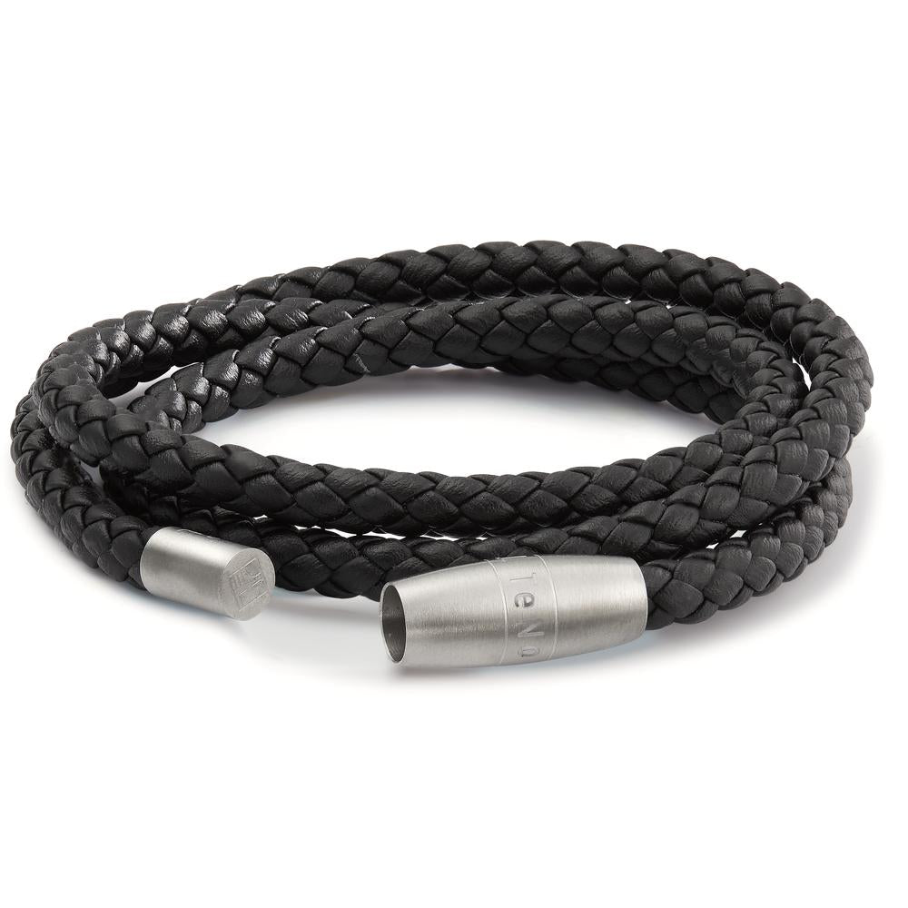 Armband Roestvrijstaal, Leder 19 cm Ø5.5 mm