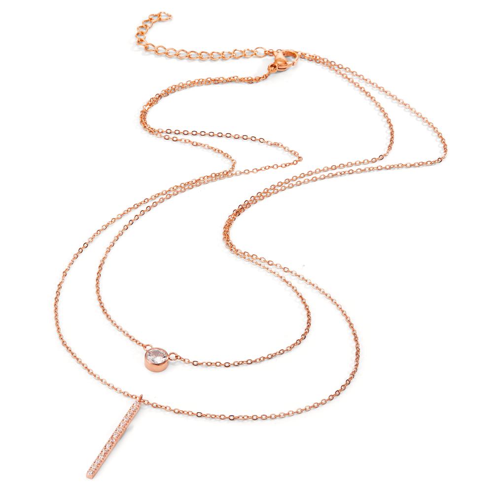 Collier Roestvrijstaal Zirkonia 15 Steen Rosé IP-gecoat 40-45 cm