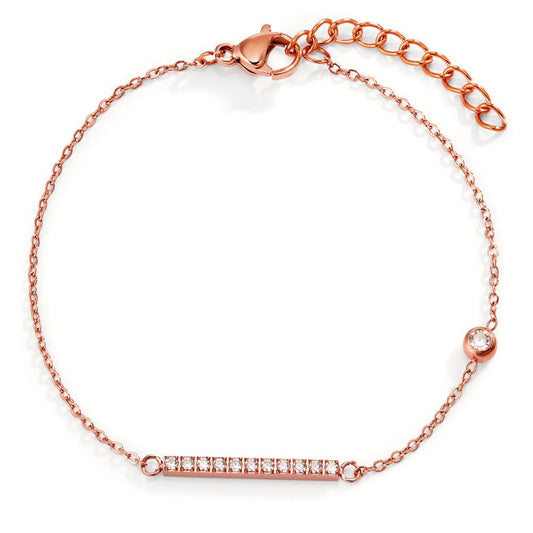 Armband Roestvrijstaal Zirkonia 12 Steen Rosé IP-gecoat 16-19 cm