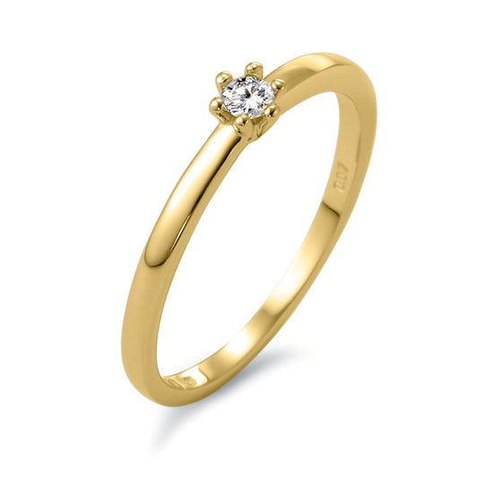 Solitaire ring 750/18 krt geel goud Diamant wit, 0.07 ct, [Brillant], w-si