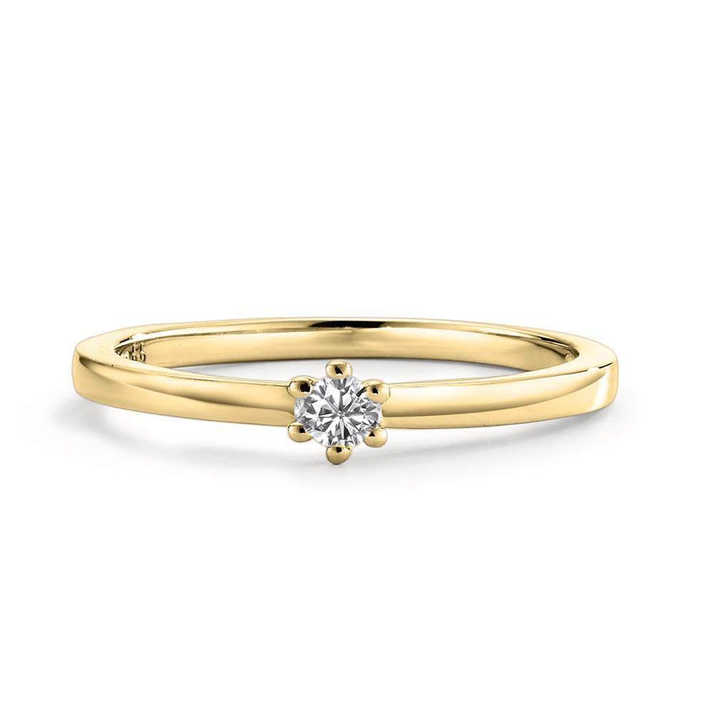 Solitaire ring 750/18 krt geel goud Diamant wit, 0.07 ct, [Brillant], w-si