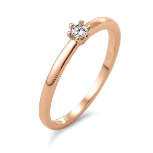 Solitaire ring 750/18 krt rood goud Diamant wit, 0.07 ct, [Brillant], w-si