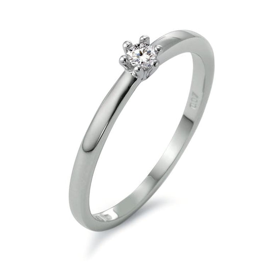 Solitaire ring 950 Platina Diamant wit, 0.07 ct, [Brillant], w-si