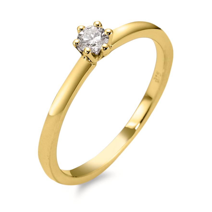 Solitaire ring 750/18 krt geel goud Diamant 0.15 ct, w-si