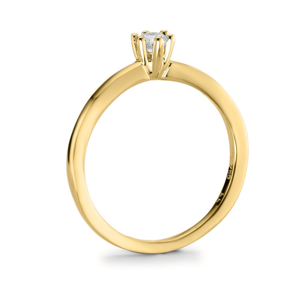 Solitaire ring 750/18 krt geel goud Diamant 0.15 ct, w-si