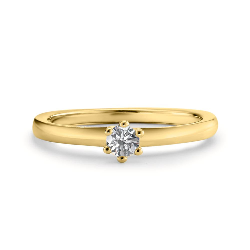 Solitaire ring 750/18 krt geel goud Diamant 0.15 ct, w-si