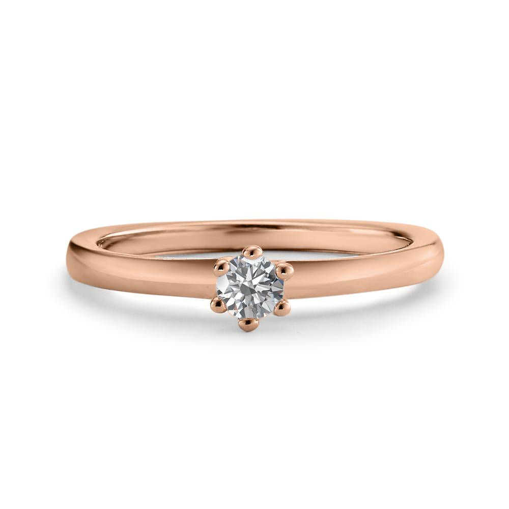 Solitaire ring 750/18 krt rood goud Diamant 0.15 ct, w-si