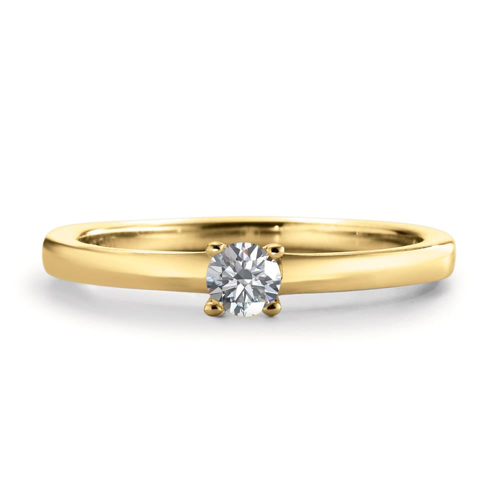 Solitaire ring 750/18 krt geel goud Diamant wit, 0.15 ct, [Brillant], w-si