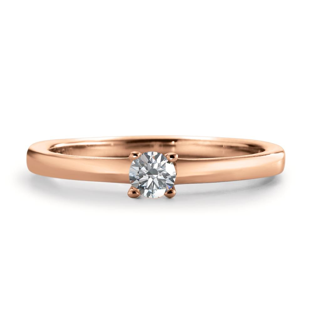 Solitaire ring 750/18 krt rood goud Diamant wit, 0.15 ct, [Brillant], w-si