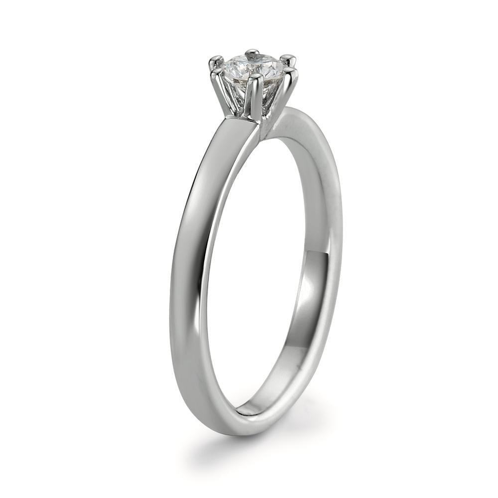 Solitaire ring 950 Platina Diamant wit, 0.20 ct, [Brillant], w-si