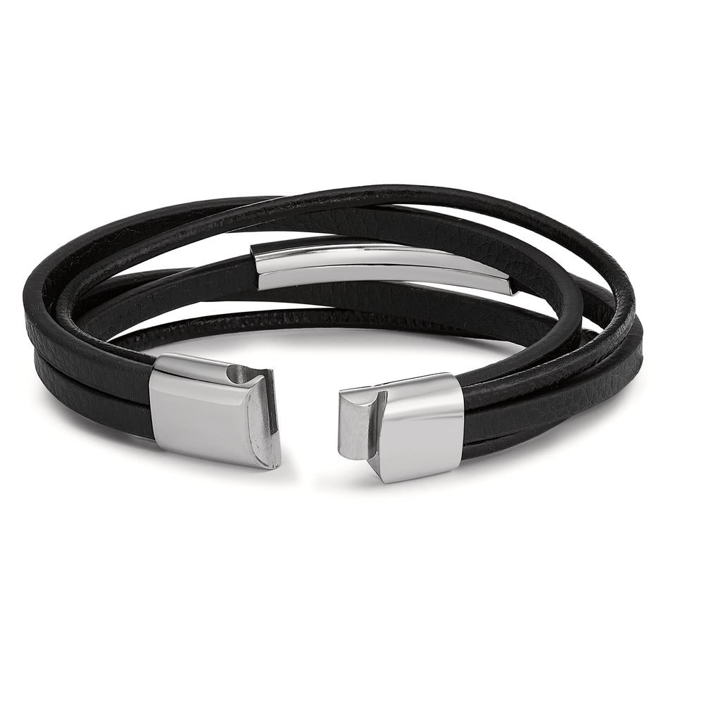 Graveer armband Leder, Roestvrijstaal 21 cm