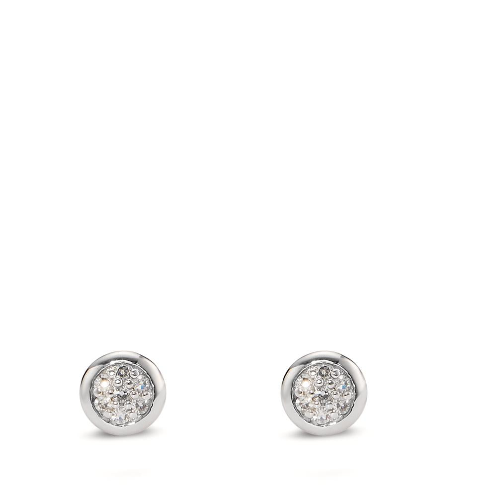 Oorknoppen 585/14K witgoud Diamant 0.04 ct, 14 Steen, w-si Ø4.5 mm