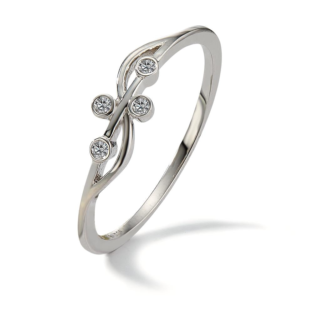 Ring 585/14 krt witgoud Diamant 0.04 ct, 4 Steen, w-si