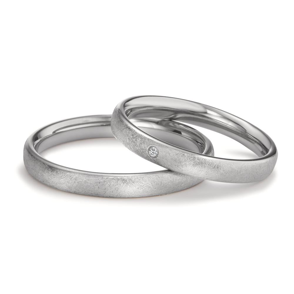 Partnerring Roestvrijstaal Diamant 0.01 ct, w-si