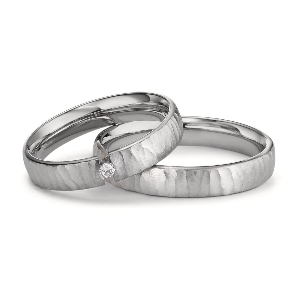 Partnerring Roestvrijstaal Diamant 0.03 ct, w-si