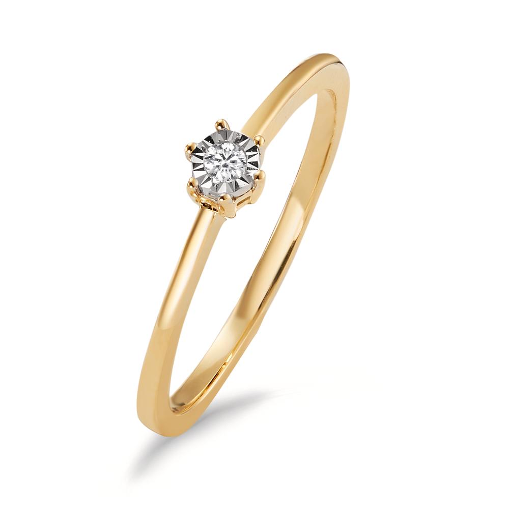 Solitaire ring 750/18K geel goud Diamant 0.03 ct, w-si Bi-color