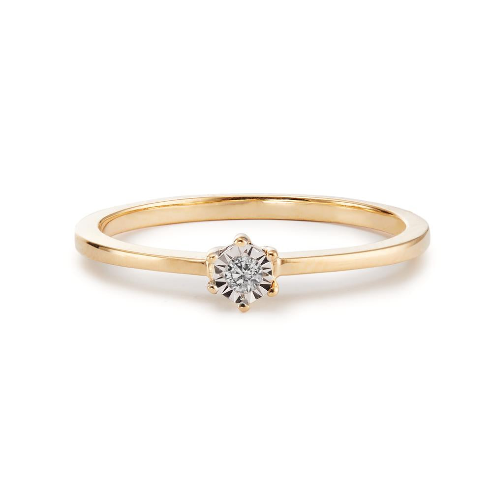 Solitaire ring 750/18 krt geel goud Diamant 0.03 ct, w-si Bi-color