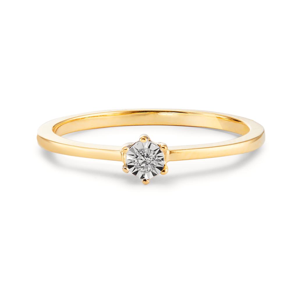 Solitaire ring 750/18K geel goud Diamant 0.03 ct, w-si Bi-color