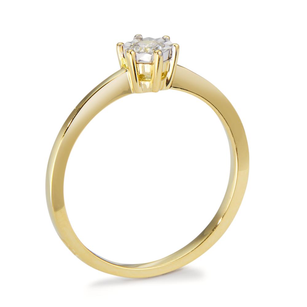 Solitaire ring 750/18 krt geel goud Diamant 0.10 ct, w-si Bi-color