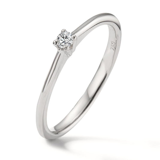 Solitaire ring 750/18K krt witgoud Diamant 0.05 ct, w-si