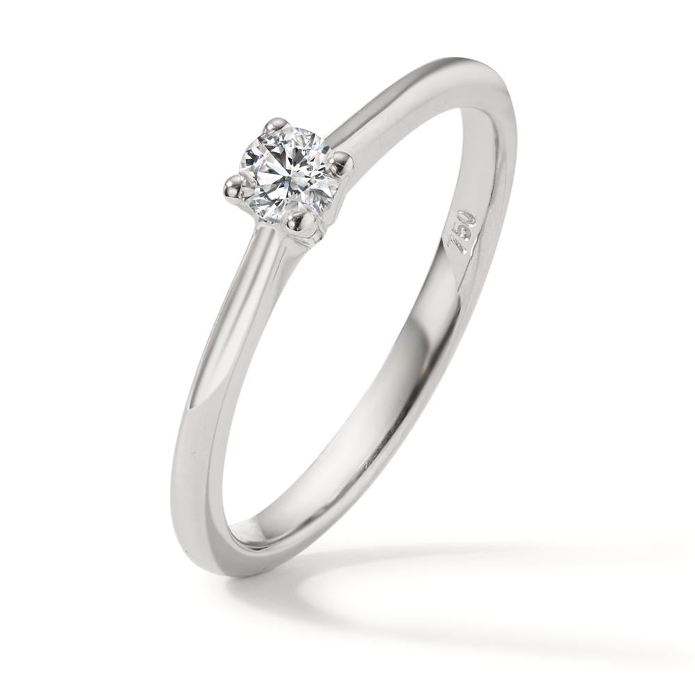 Solitaire ring 750/18K krt witgoud Diamant 0.15 ct, w-si