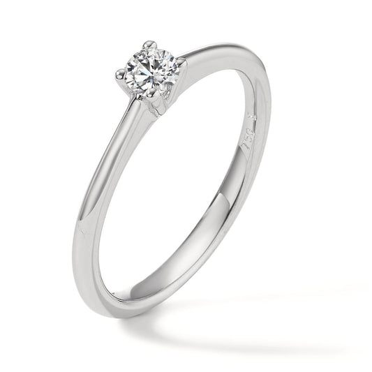 Solitaire ring 750/18K krt witgoud Diamant 0.20 ct, w-si