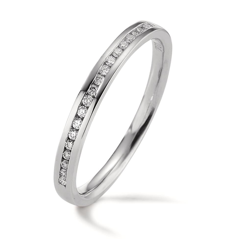 Memory ring 750/18K krt witgoud Diamant 0.09 ct, 19 Steen, w-si