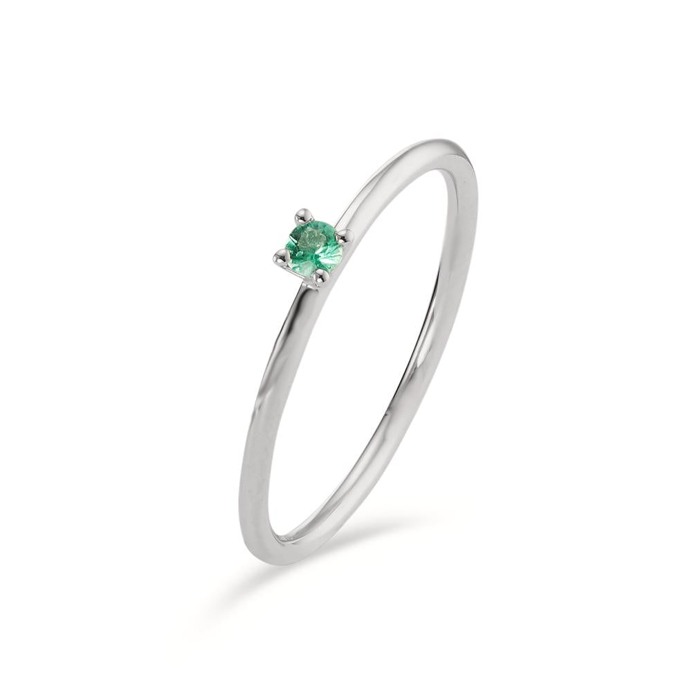 Solitaire ring 750/18K krt witgoud Smaragd