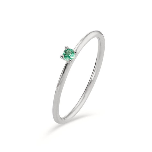 Solitaire ring 750/18K krt witgoud Smaragd