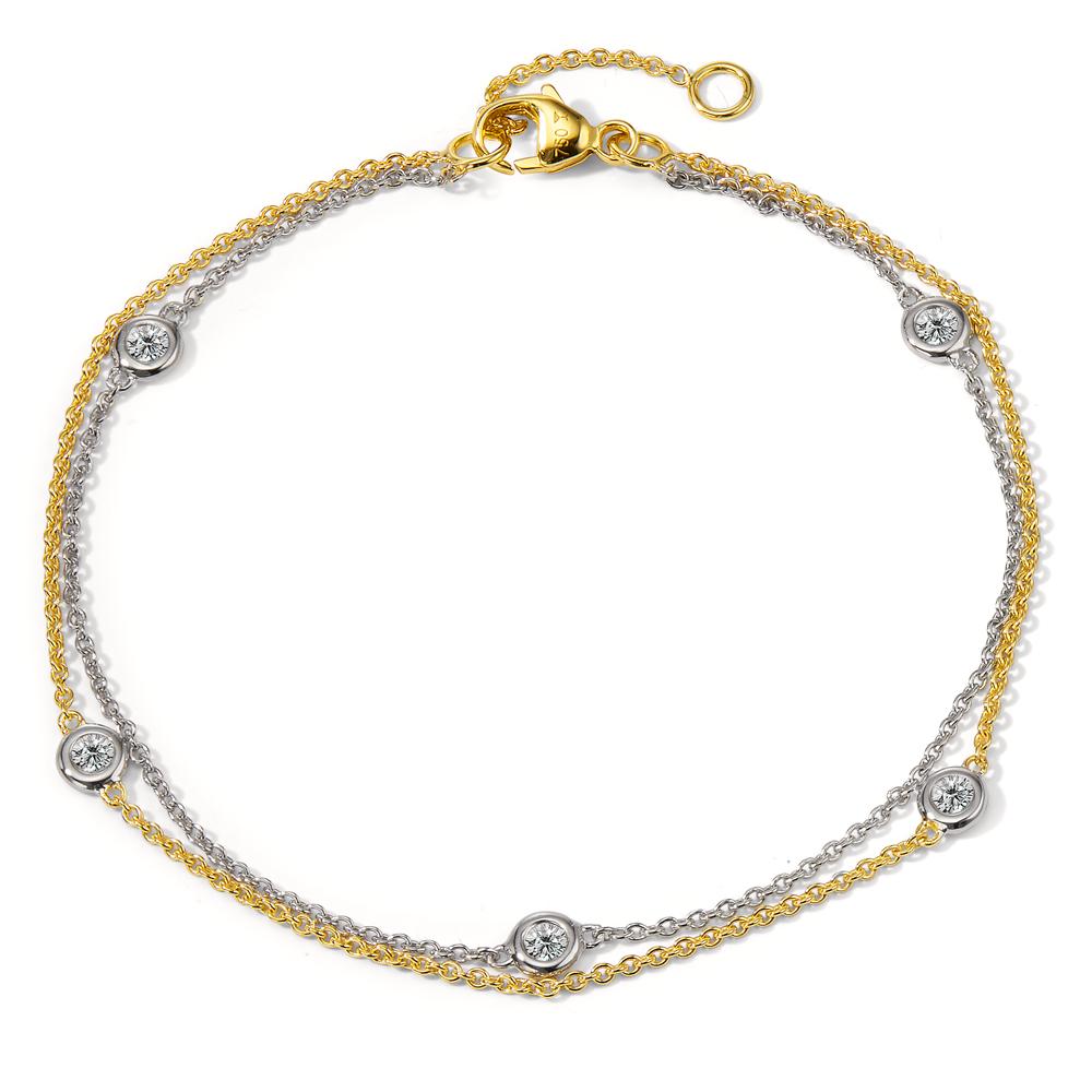 Armband 750/18K krt witgoud, 750/18 krt geel goud Diamant 0.16 ct, 5 Steen, w-si 16.5-19 cm