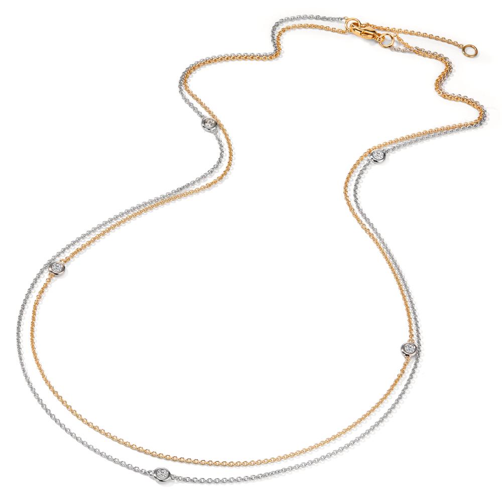 Collier 375/9K geel goud, 375/9K witgoud Zirkonia 5 Steen 42-45 cm