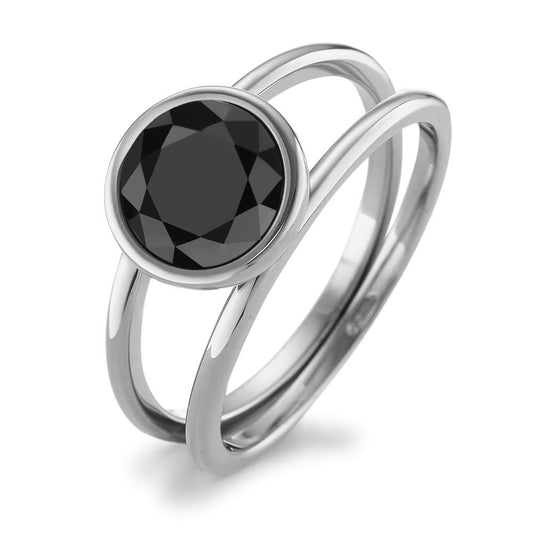 Ring Roestvrijstaal Zirkonia zwart Ø9.5 mm