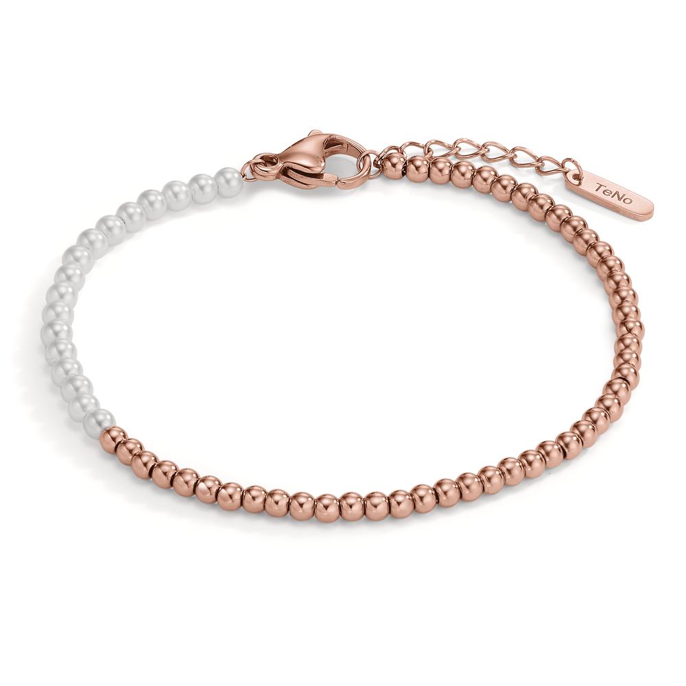 Armband Roestvrijstaal Rosé IP-gecoat Mossel Parel 17.5-19.5 cm Ø3 mm